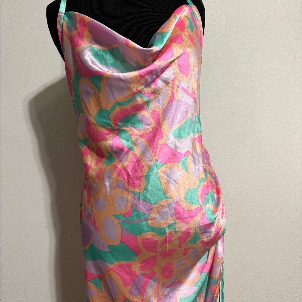 ASOS DESIGN Fuller bust ruched slip mini beach dress in kaleidoscope print